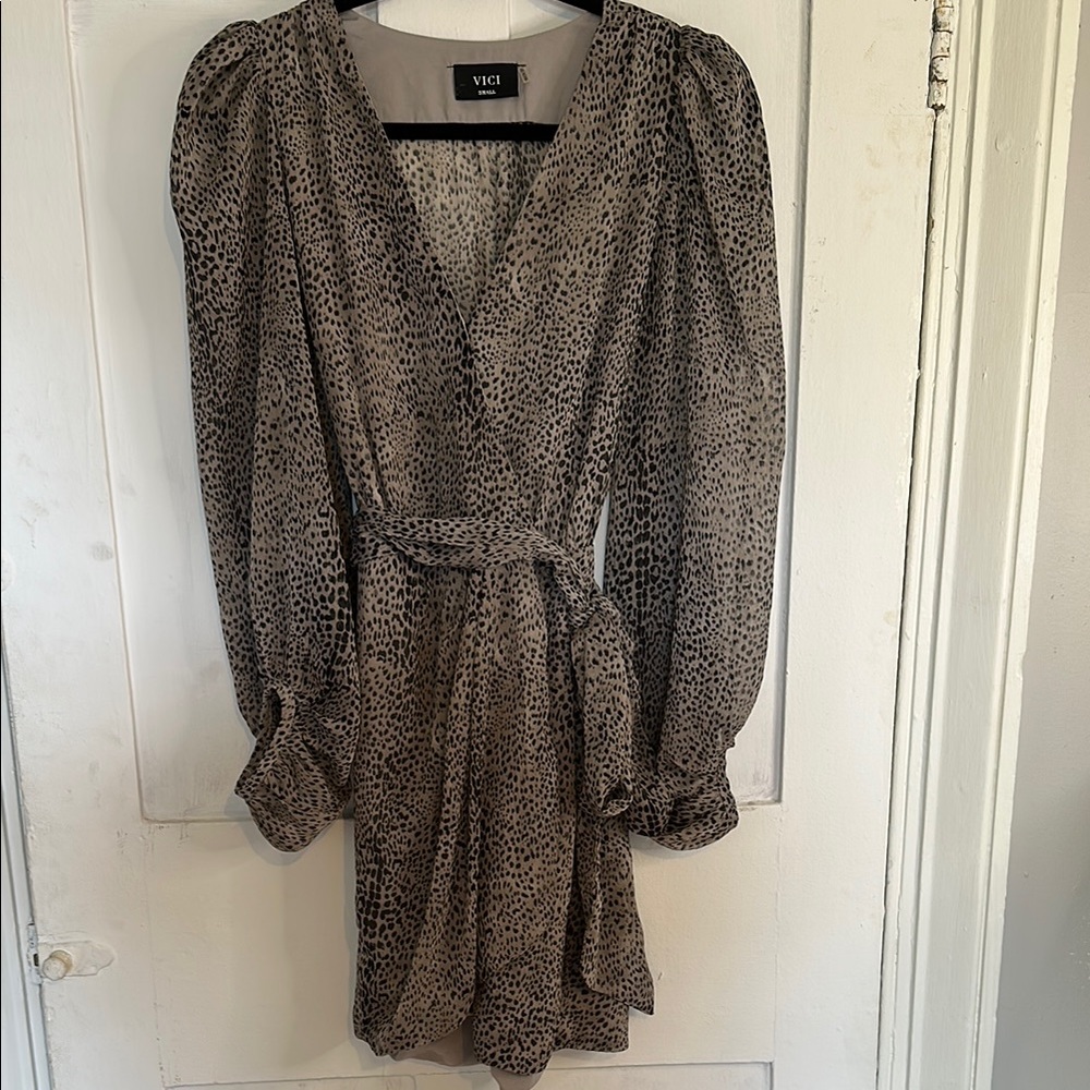 Vici Women's Leopard Print Dress - Black and Gray